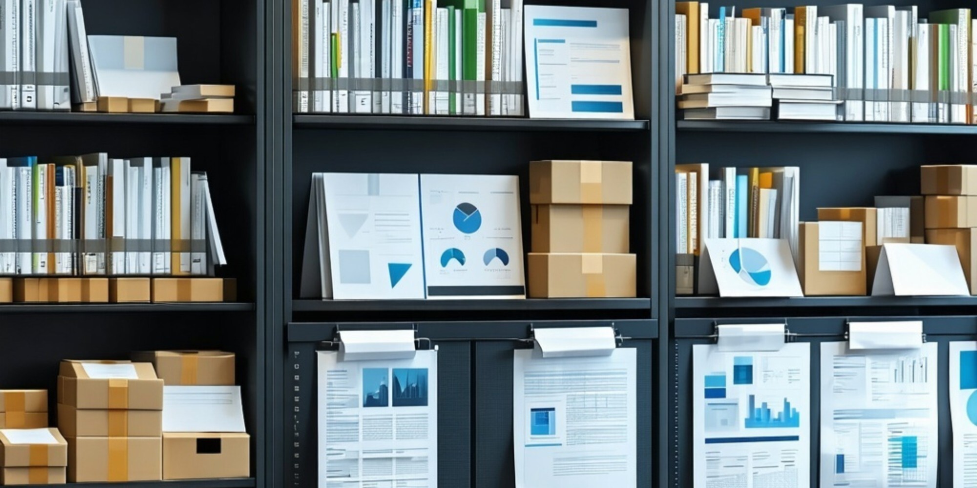 archive shelf with data